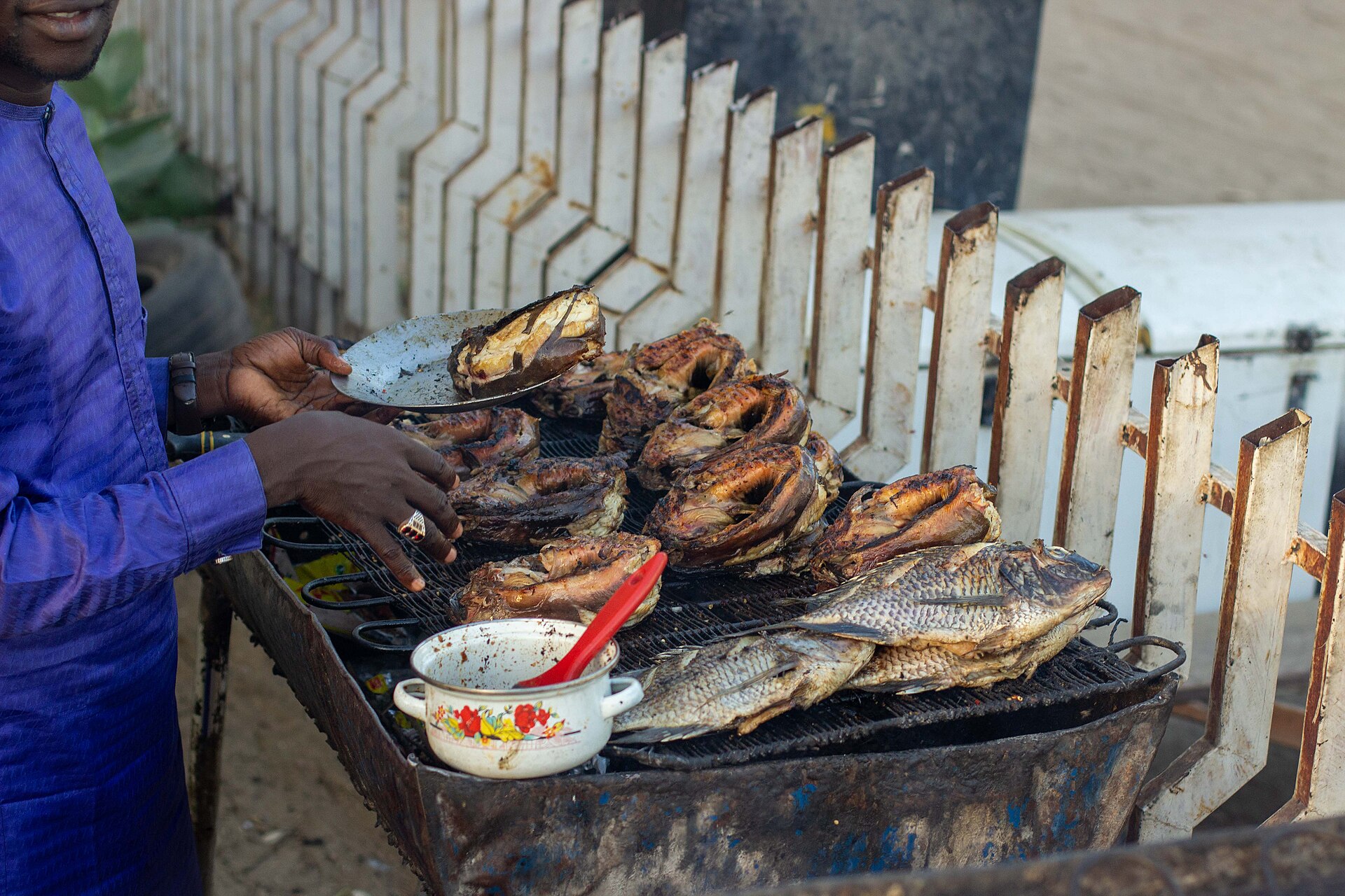 Dried fish display at market in Maiduguri, Nigeria