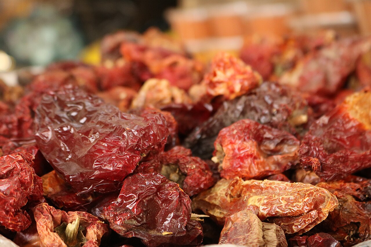 Dried cayenne pepper, Garki Market, Abuja, Nigeria